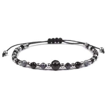 Bransoletka celebrytka czarny TURMALIN SZAFIR HEMATYT ochrona i optymizm